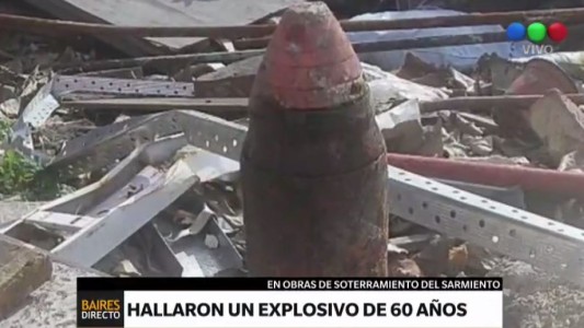 Hallan una antigua una bala de cañón activa, en el obrador del soterramiento del Sarmiento