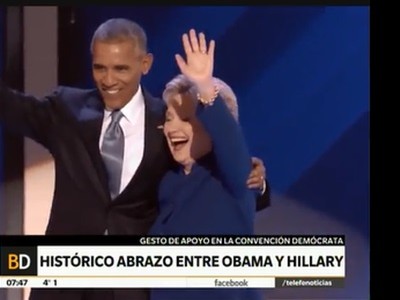 Histórico abrazo entre Hillary Clinton y Obama: "Ella terminará el trabajo"
