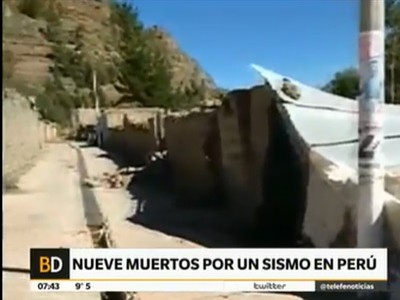 Nueve muertos por un sismo en Perú