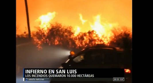 Incendio en San Luis: el fuego arrasó con 10.000 hectáreas