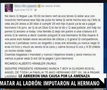 Matar al ladrón: imputaron al hermano