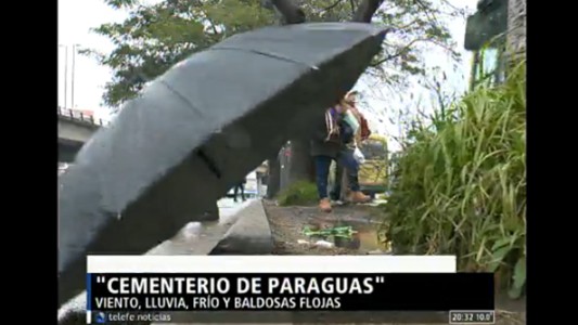 "Cementerio de paraguas": postales de un martes invernal