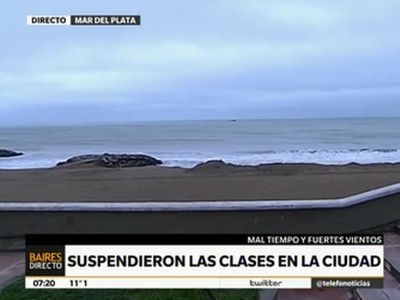 Alerta por fuertes vientos obliga a suspender las clases en Mar del Plata
