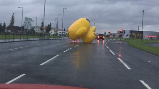 Sorpresa en Escocia: un pato inflable siembra el caos en las calles de Glasgow