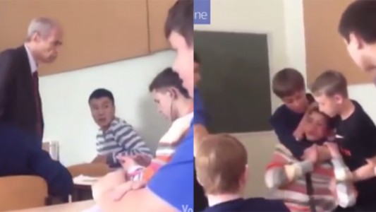 Video: feroz golpiza de un alumno a un profesor por quitarle los auriculares