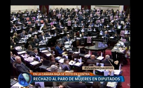 Rechazo al paro de mujeres en Diputados