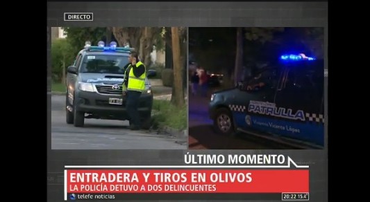 Entradera en Olivos: robo, tiros, persecución y detención