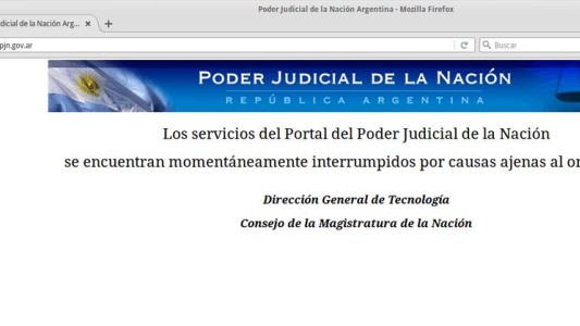 La página web del Poder Judicial está caída desde el viernes