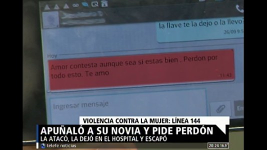 Apuñaló a su novia y pide perdón