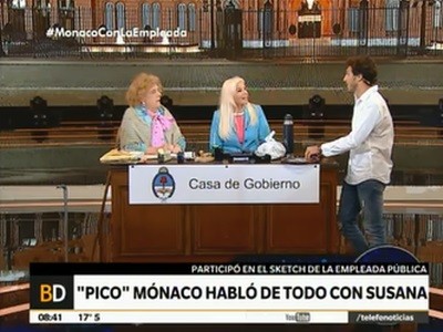 "Pico" Mónaco con Susana y la empleada pública