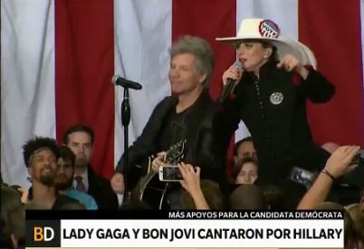 Lady Gaga y Bon Jovi también cantaron a favor de Hillary Clinton