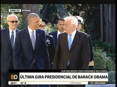 Obama llegó a Grecia en su última gira como presidente norteamericano
