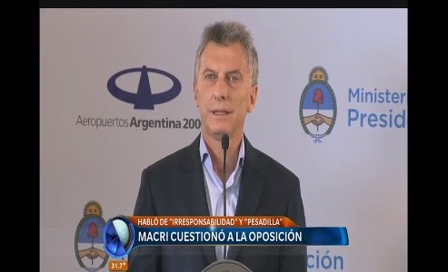 Macri cuestionó la aprobación del proyecto opositor de Ganancias: "La irresponsabilidad que vimos ayer no es el camino"