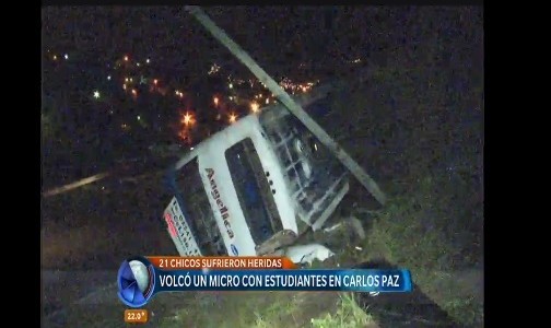 Volcó un micro con estudiantes Villa Carlos Paz: 21 heridos