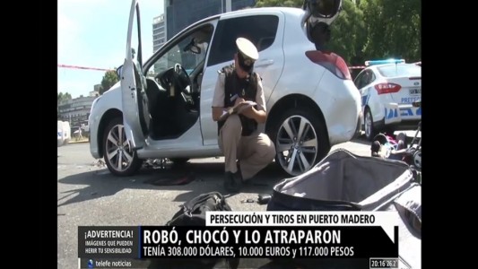 Robó, chocó y lo atraparon