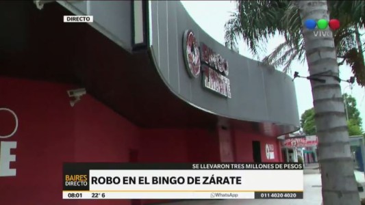 Golpe millonario en el Bingo de Zárate: se llevaron 3 millones de pesos en 3 minutos