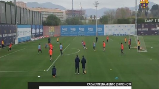 La magia de Messi en el entrenamiento de Barcelona