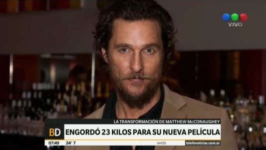 Matthew McConaughey engordó 23 kilos para su nueva película
