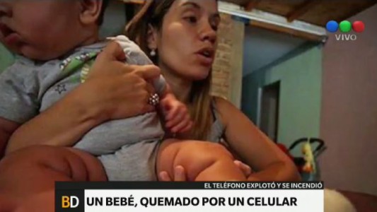 Explotó un celular y le quemó un pie a un bebé de 6 meses