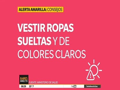 Alerta amarilla: consejo para enfrentar la ola de calor
