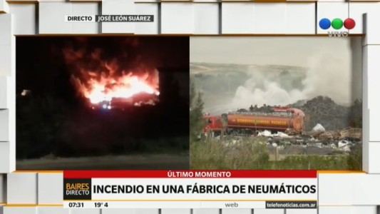 Incendio en una fábrica de neumáticos en José León Suárez