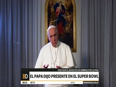 Mensaje del Papa por el SuperBowl: "Que sea símbolo de paz, amistad y solidaridad"