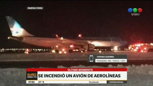 Explosión en un avión de Aerolíneas Argentinas en el aeropuerto de Nueva York