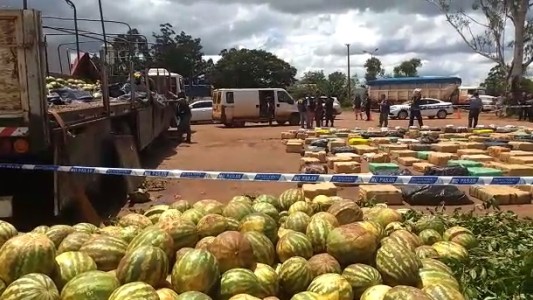 Secuestraron más de siete toneladas de marihuana escondidas en sandías, en Misiones