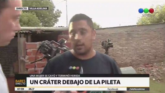 Vecino del cráter: "Escuché gritos, salté la medianera y la salvamos tirándole caños"