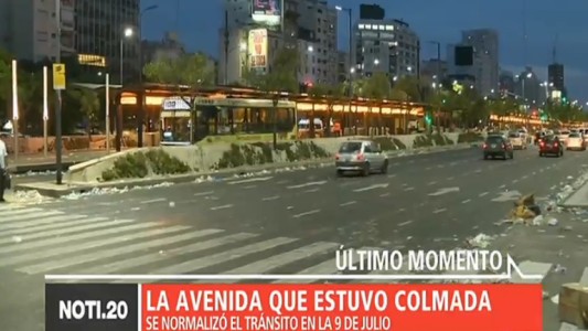 Así quedó la 9 de Julio tras la marcha de la CGT