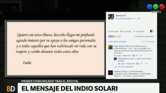El mensaje del Indio Solari, después del trágico recital en Olavarría