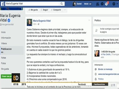 Vidal sobre los docentes: "ya rechazaron 6 propuestas, todas superadoras de las anteriores"