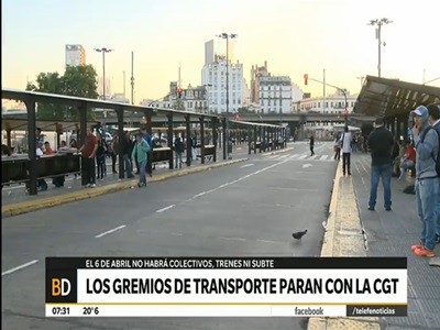 El 6 de abril no habrá colectivos, trenes ni subtes