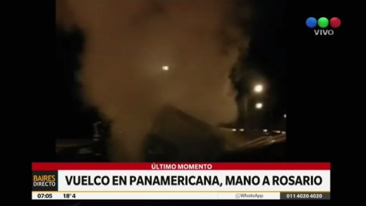 Choque, vuelco e incendio en la Panamericana