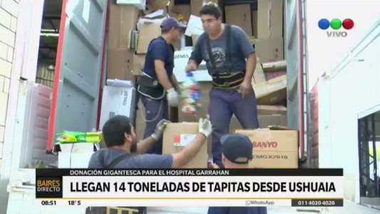 Llegan 14 toneladas de tapitas a la Fundación Garrahan