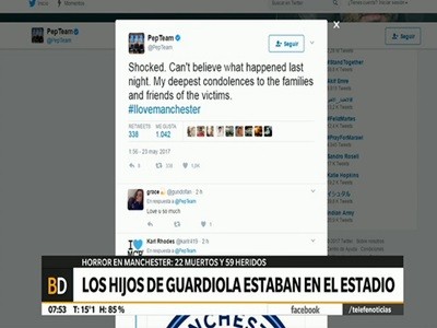 La mujer y las hijas de Pep Guardiola estaban en el Manchester Arena