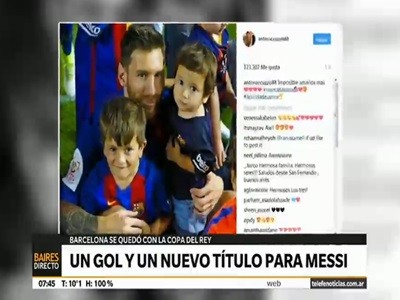 Un gol, un nuevo título y la alegría de Messi con sus hijos