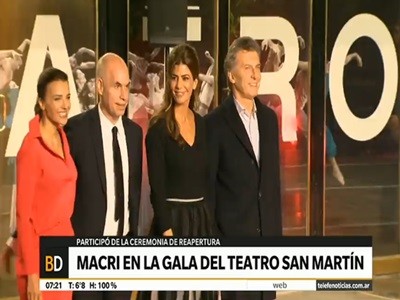 Macri en la gala de la reapertura del Teatro San Martín