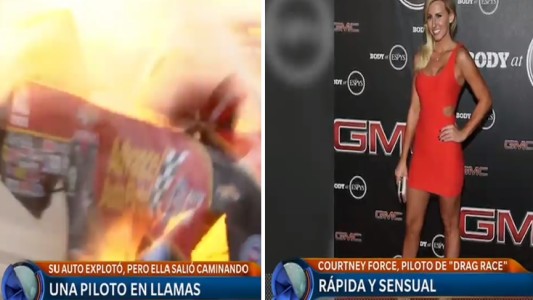 Piloto en llamas: el auto explotó, pero ella salió caminando