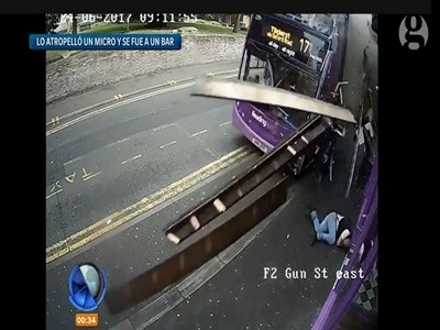 Atropellado por un colectivo, se levantó y entró a un bar