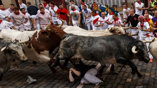 Tres corneados en el primer encierro de toros de San Fermín 2017
