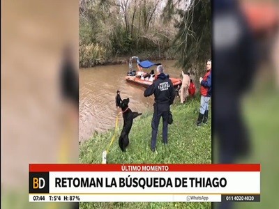 Retoman la búsqueda de Thiago en el Delta