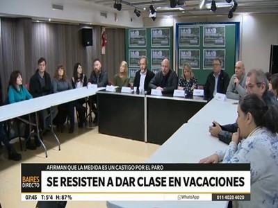 Docentes bonaerenses afirman que no darán clases en vacaciones