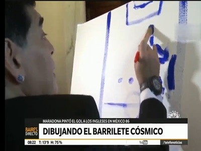 Maradona recreó el gol a los ingleses sobre un lienzo