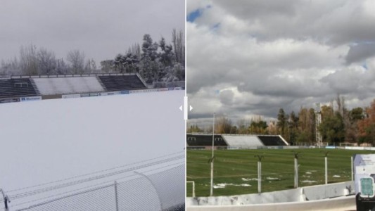 Antes y después: así quedó la cancha de Gimnasia de Mendoza por la nevada