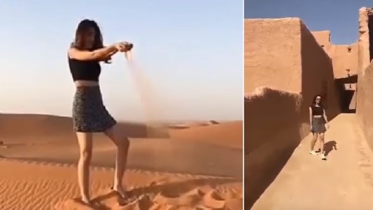 Video: mujer se paseó en minifalda por un sitio arqueológico y quieren enjuiciarla