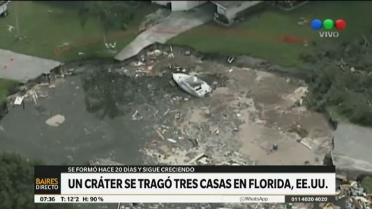 Un cráter se tragó tres casas en Florida