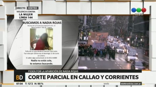 Cortan Corrientes y Callao para reclamar la aparición de Nadia Rojas