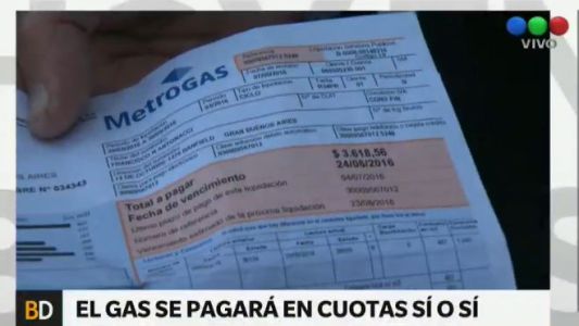 El pago en 4 cuotas de las boletas de gas es obligatorio