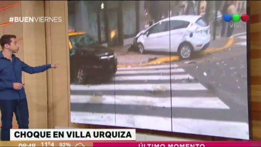 Un auto subió a la vereda tras chocar con un taxi en Villa Urquiza